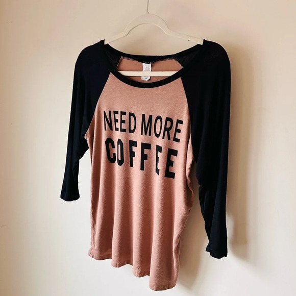 BLVD “Need More Coffee” Raglan Shirt - Size S - Picture 2 of 10